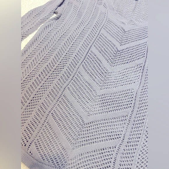 Torrid Womens Gray V-Neck 3/4 Sleeve Open Knit Textured Sweater - Picture 5 of 11